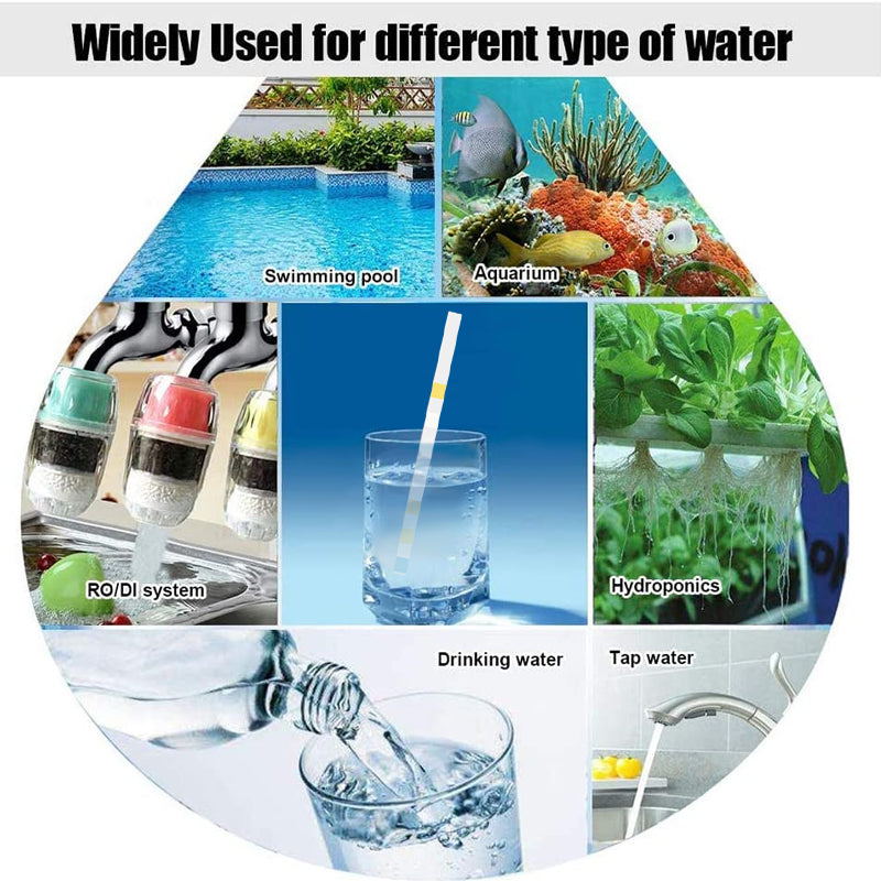 Water pH Aquatest Kit: Paper Strips: pH, Nitrite, Alkalinity, Chlorine and Carbonate 