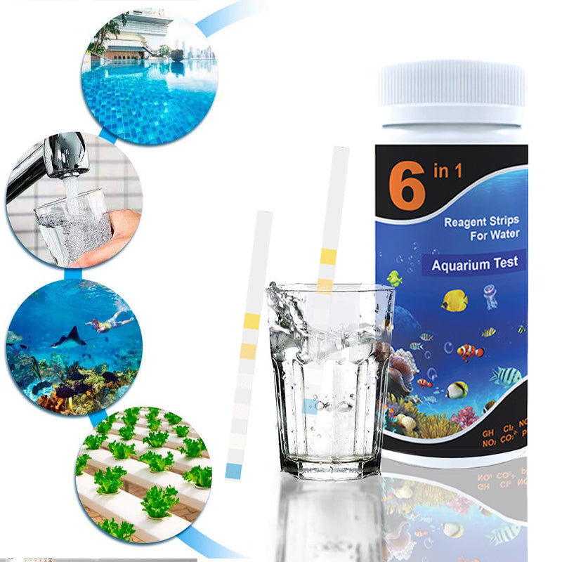 Wasser-pH-Aquatest-Set: Papierstreifen: pH, Nitrit, Alkalität, Chlor und Karbonat 